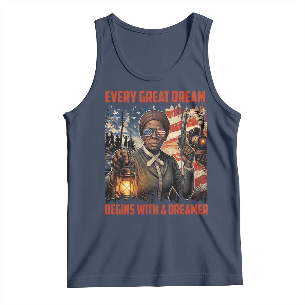 Harriet Tubman Quote Tank Top Every Great Dream Begins With A Dreamer TS12 Navy Print Your Wear