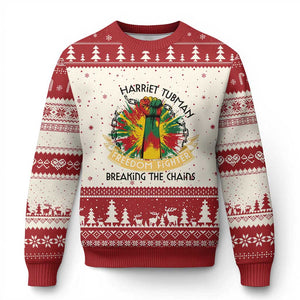 Harriet Tubman Ugly Christmas Sweater Underground Railroad Hero Breaking Chains TS12 Beige Red Print Your Wear
