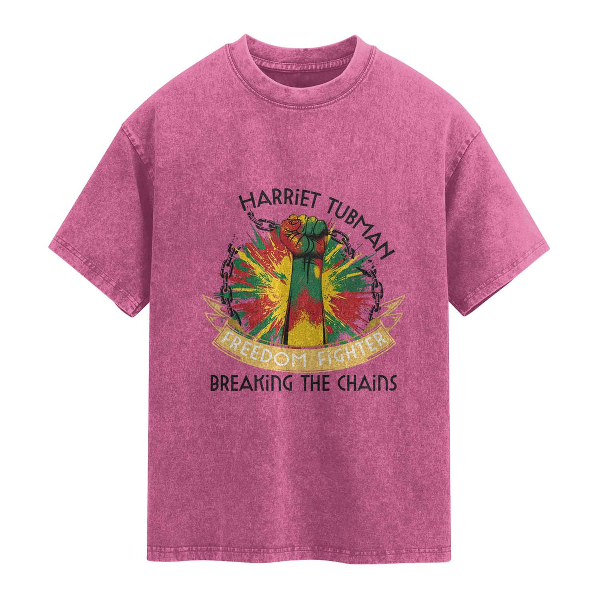 Harriet Tubman Washed Cotton T-Shirt Underground Railroad Hero Breaking Chains