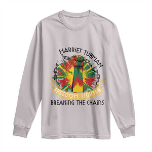 Harriet Tubman Long Sleeve Shirt Underground Railroad Hero Breaking Chains TS12 Ice Gray Print Your Wear