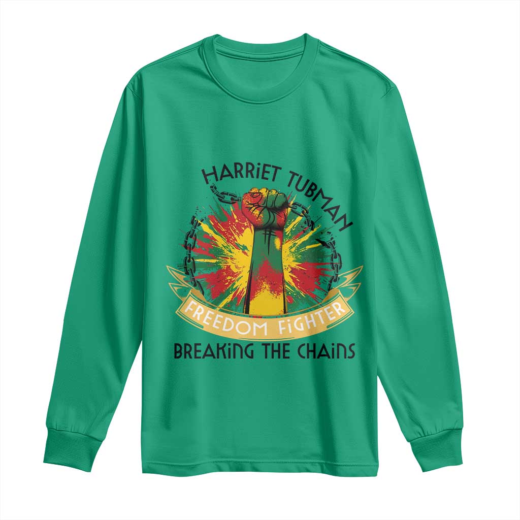 Harriet Tubman Long Sleeve Shirt Underground Railroad Hero Breaking Chains TS12 Irish Green Print Your Wear