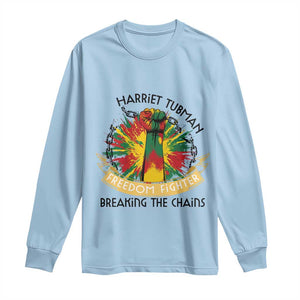 Harriet Tubman Long Sleeve Shirt Underground Railroad Hero Breaking Chains TS12 Light Blue Print Your Wear
