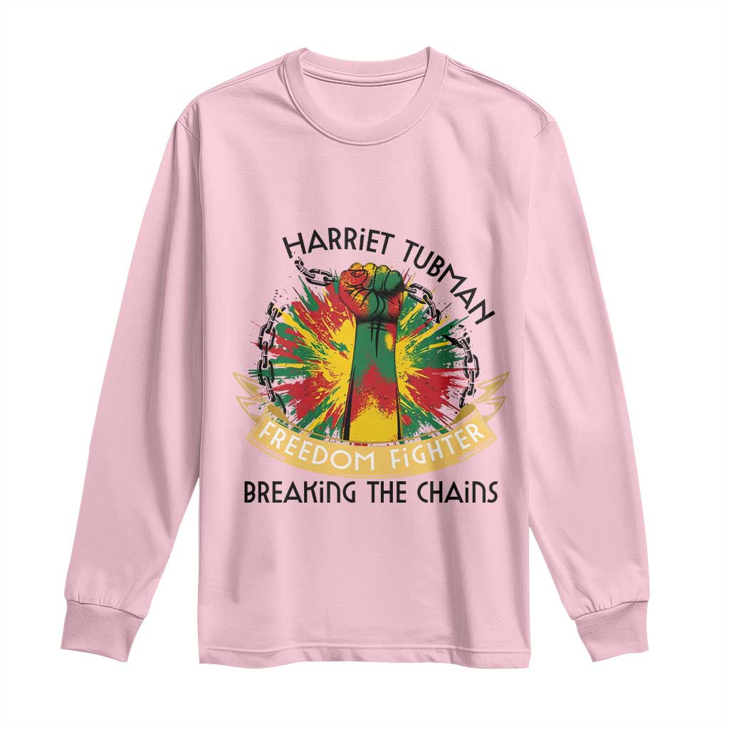 Harriet Tubman Long Sleeve Shirt Underground Railroad Hero Breaking Chains TS12 Light Pink Print Your Wear