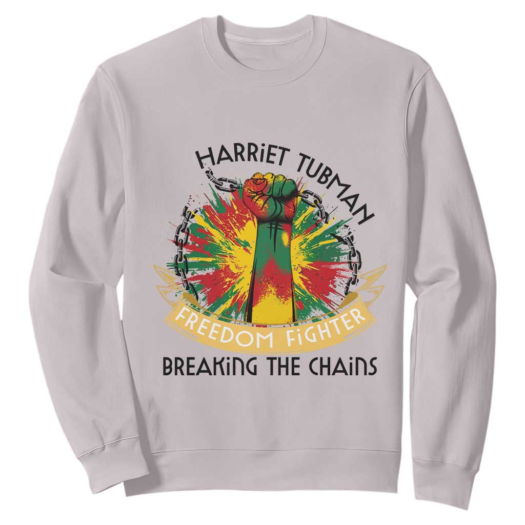 Harriet Tubman Sweatshirt Underground Railroad Hero Breaking Chains TS12 Ice Gray Print Your Wear