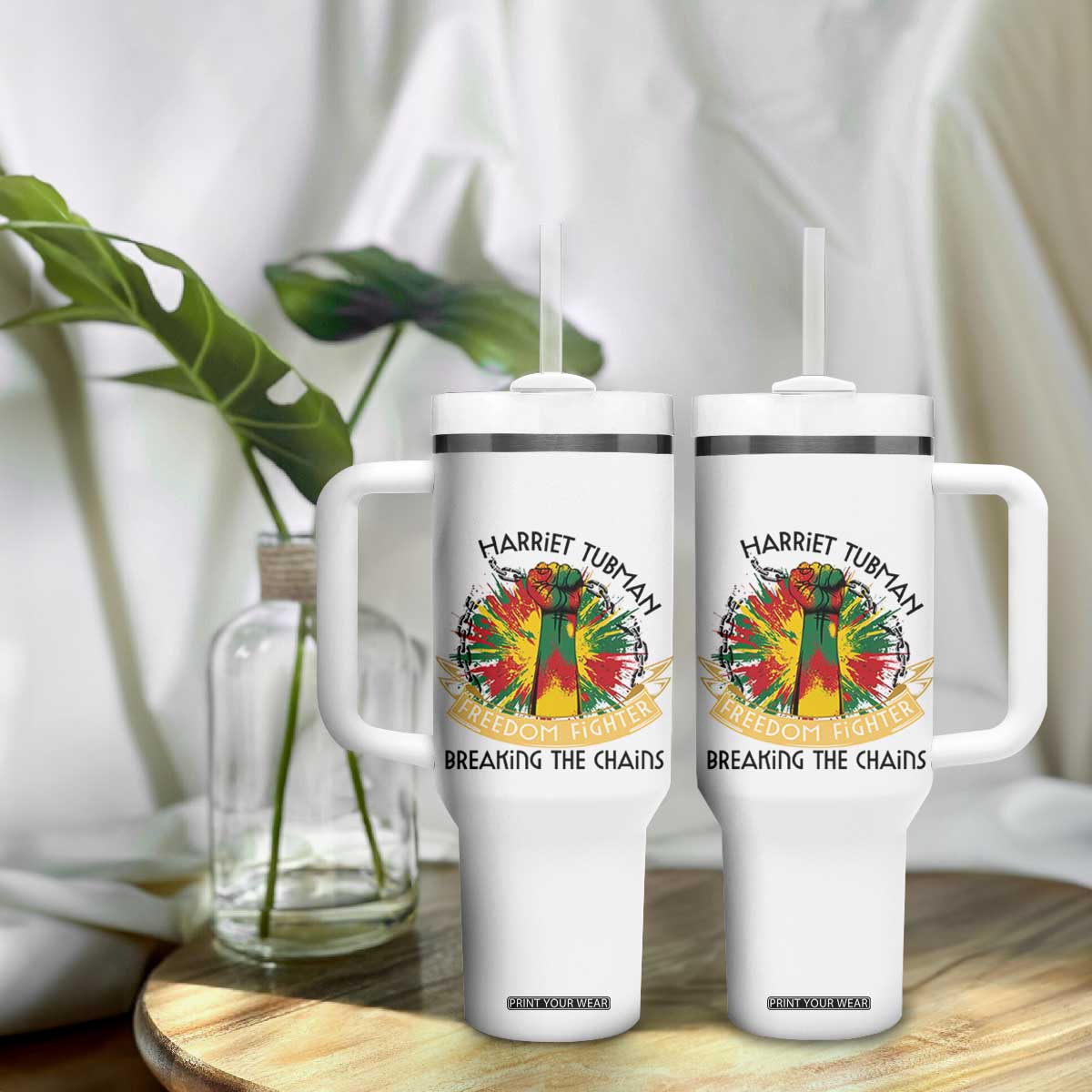 Harriet Tubman Tumbler With Handle Underground Railroad Hero Breaking Chains TS12 Print Your Wear