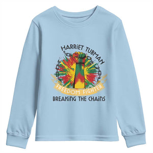Harriet Tubman Youth Sweatshirt Underground Railroad Hero Breaking Chains TS12 Light Blue Print Your Wear