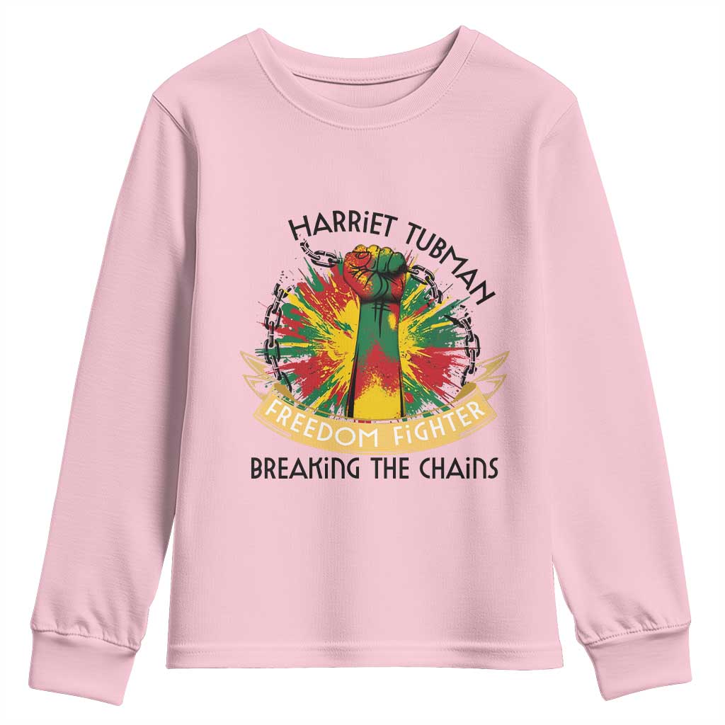 Harriet Tubman Youth Sweatshirt Underground Railroad Hero Breaking Chains TS12 Light Pink Print Your Wear