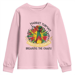 Harriet Tubman Youth Sweatshirt Underground Railroad Hero Breaking Chains TS12 Light Pink Print Your Wear