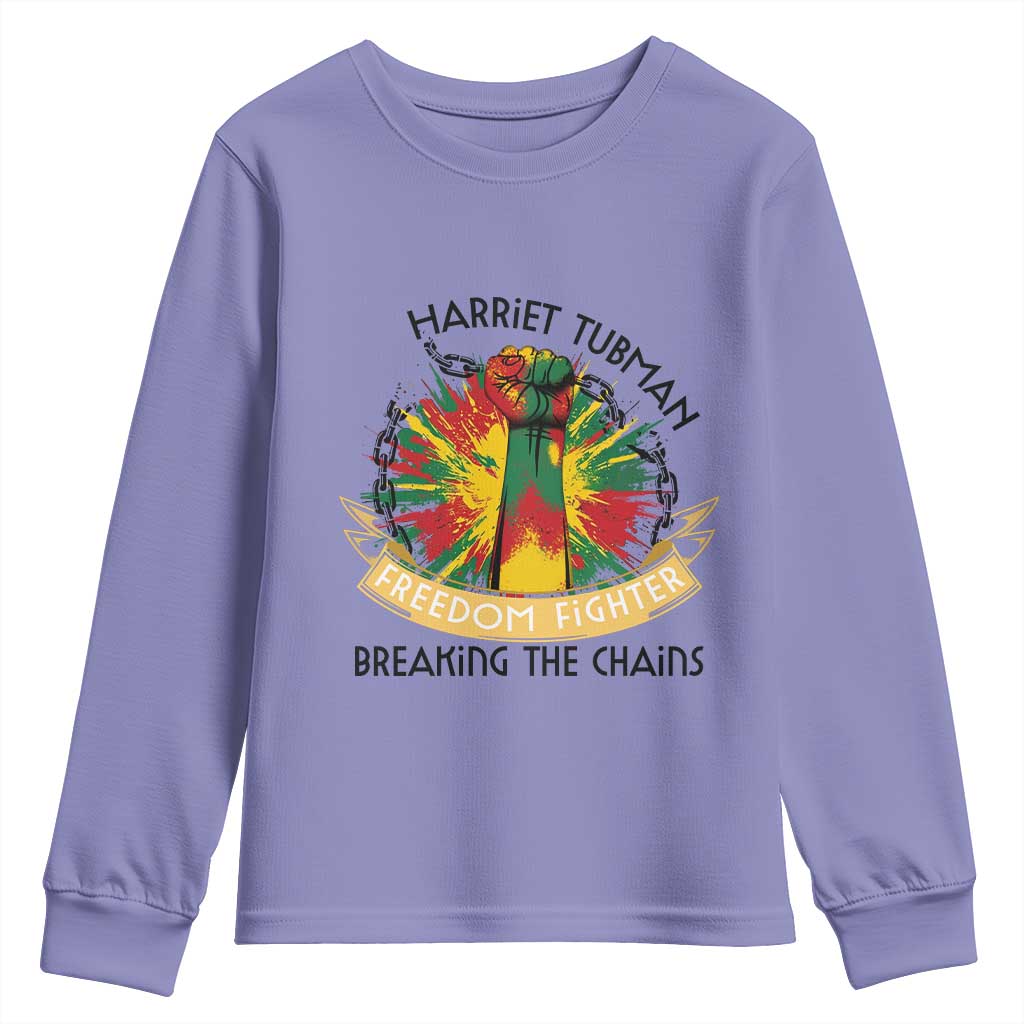Harriet Tubman Youth Sweatshirt Underground Railroad Hero Breaking Chains TS12 Violet Print Your Wear