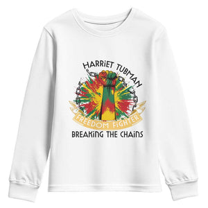 Harriet Tubman Youth Sweatshirt Underground Railroad Hero Breaking Chains TS12 White Print Your Wear