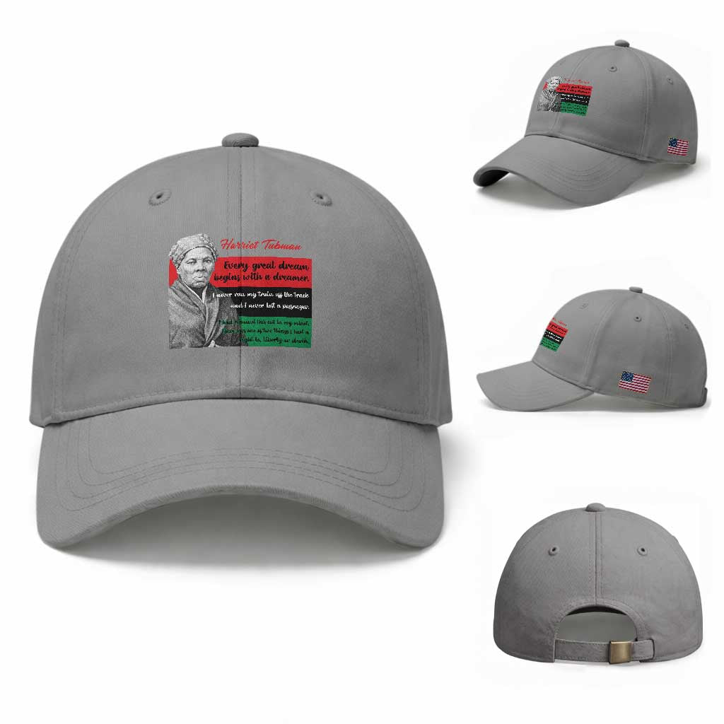Harriet Tubman Quote Baseball Cap Pan African Flag Black History TS12 Baseball Cap Universal Fit Sport Gray Print Your Wear