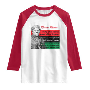 Harriet Tubman Quote Raglan Shirt Pan African Flag Black History TS12 White Red Print Your Wear