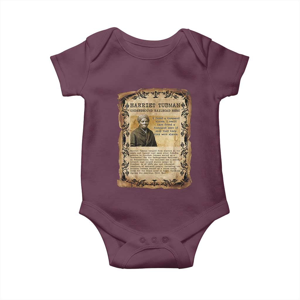 Harriet Tubman Baby Onesie Womens History Month Gift TS12 Maroon Print Your Wear