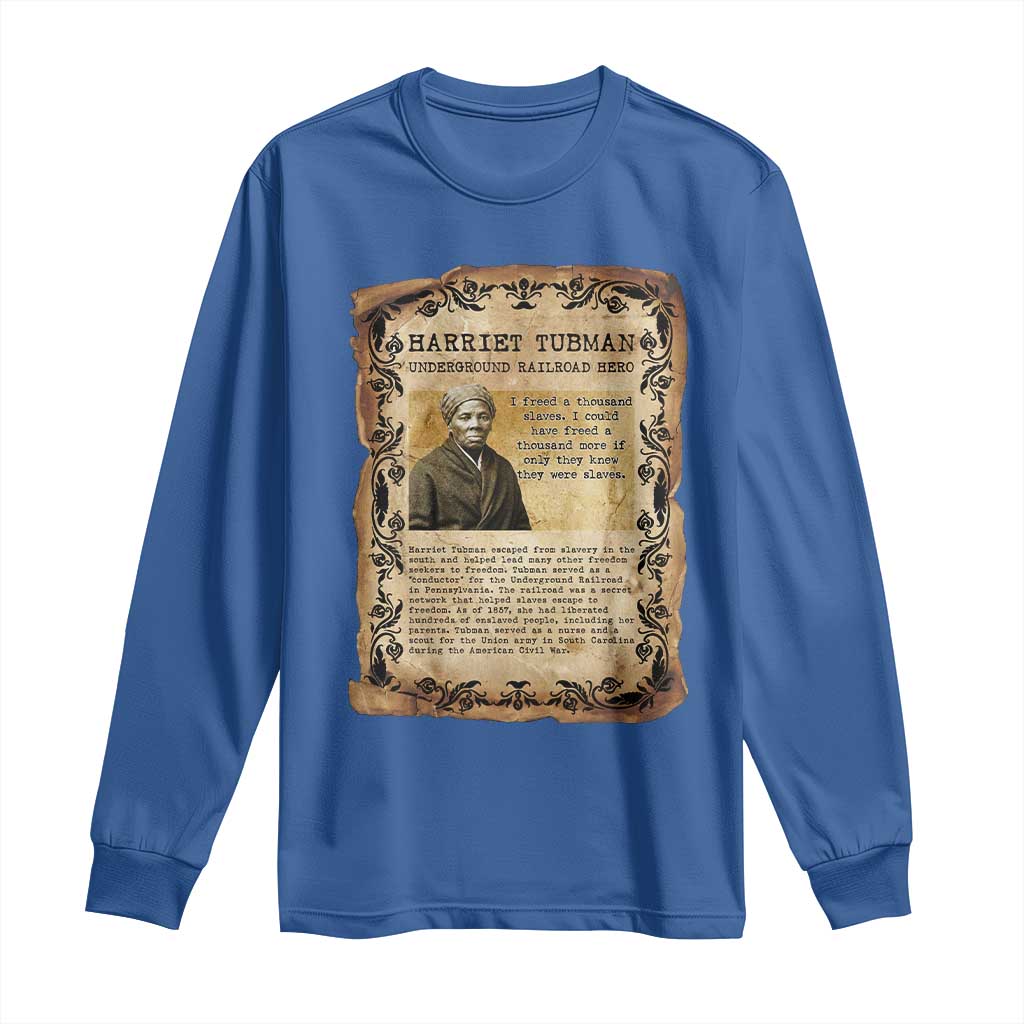 Harriet Tubman Long Sleeve Shirt Womens History Month Gift TS12 Royal Blue Print Your Wear