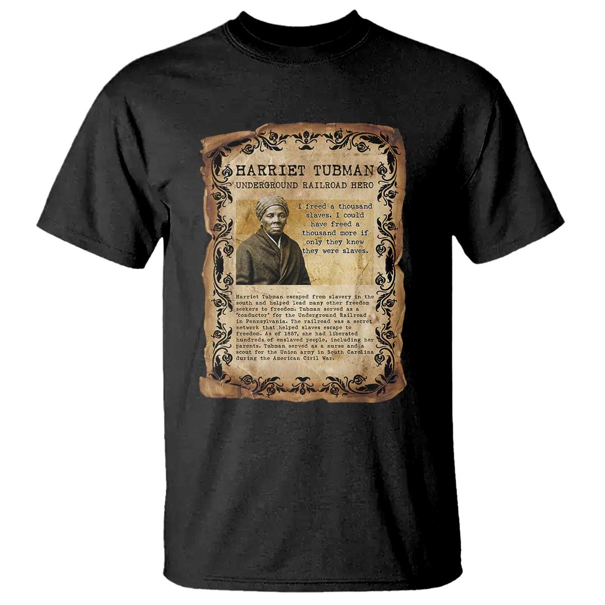 Harriet Tubman T Shirt Womens History Month Gift TS12 Black Print Your Wear