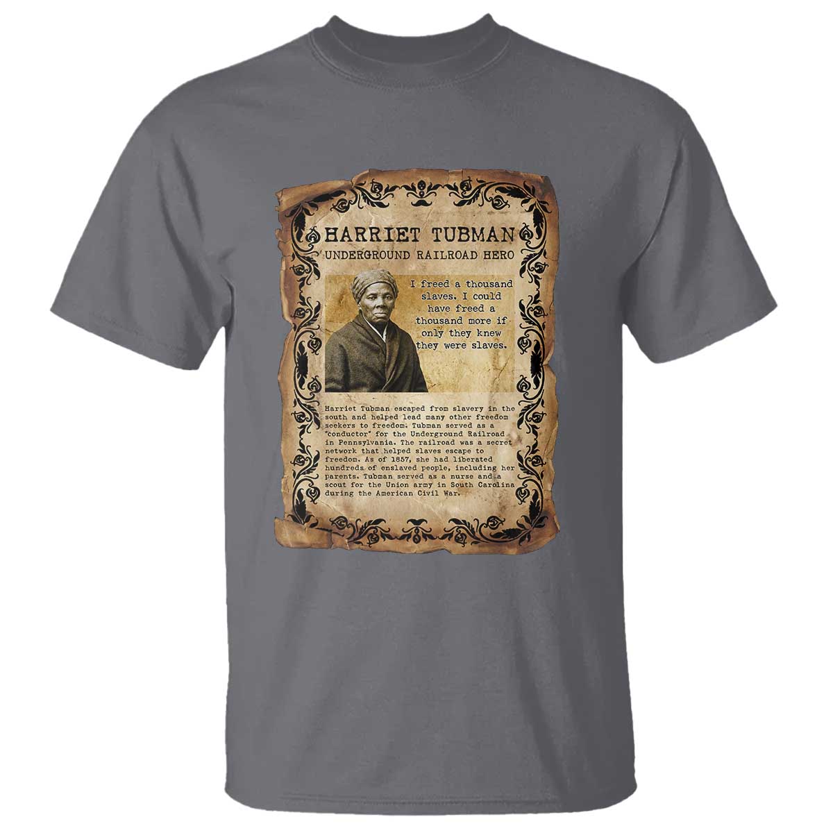 Harriet Tubman T Shirt Womens History Month Gift TS12 Charcoal Print Your Wear