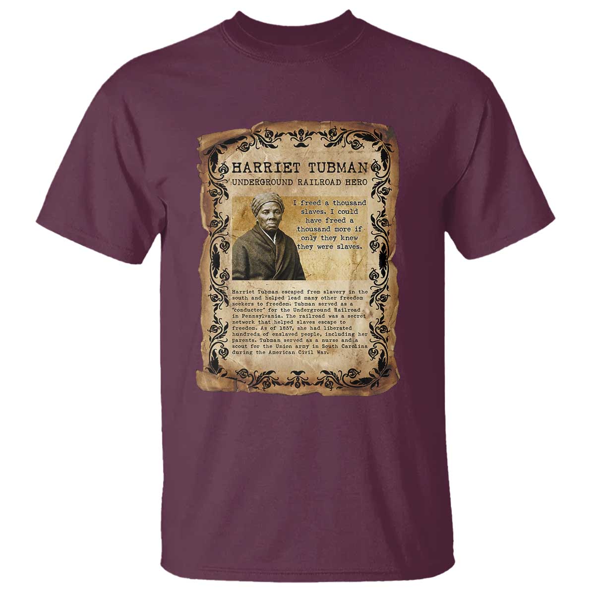 Harriet Tubman T Shirt Womens History Month Gift TS12 Maroon Print Your Wear