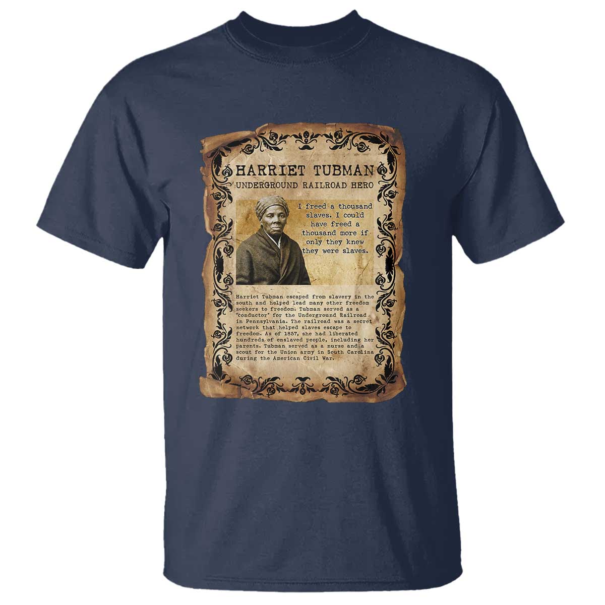 Harriet Tubman T Shirt Womens History Month Gift TS12 Navy Print Your Wear