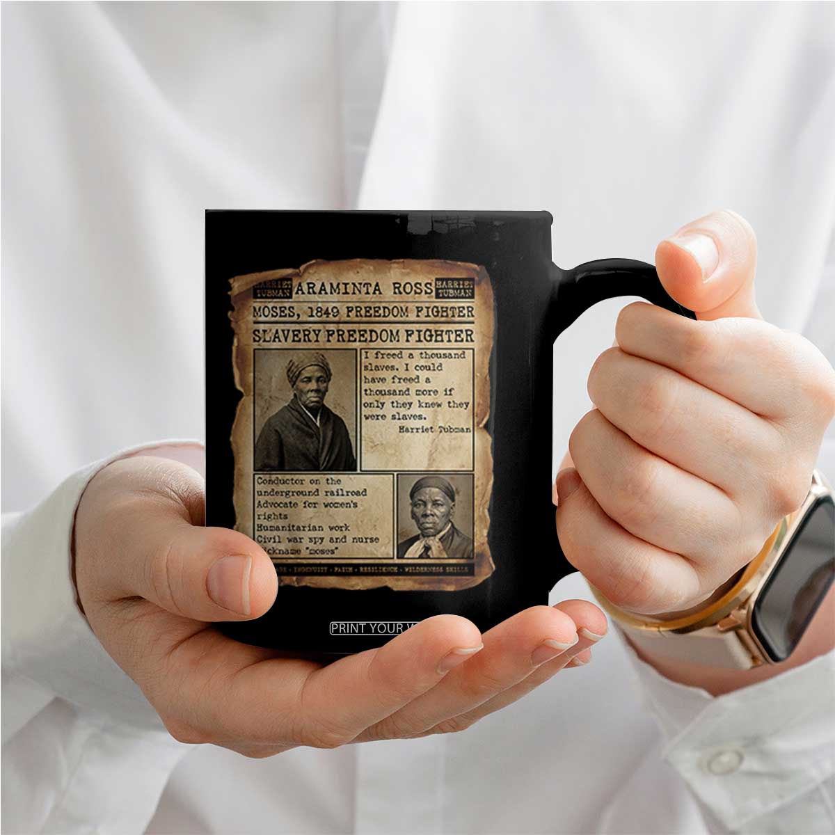 Harriet Tubman Newspaper Coffee Mug Slavery Freedom Fighter Historical TS12 Print Your Wear