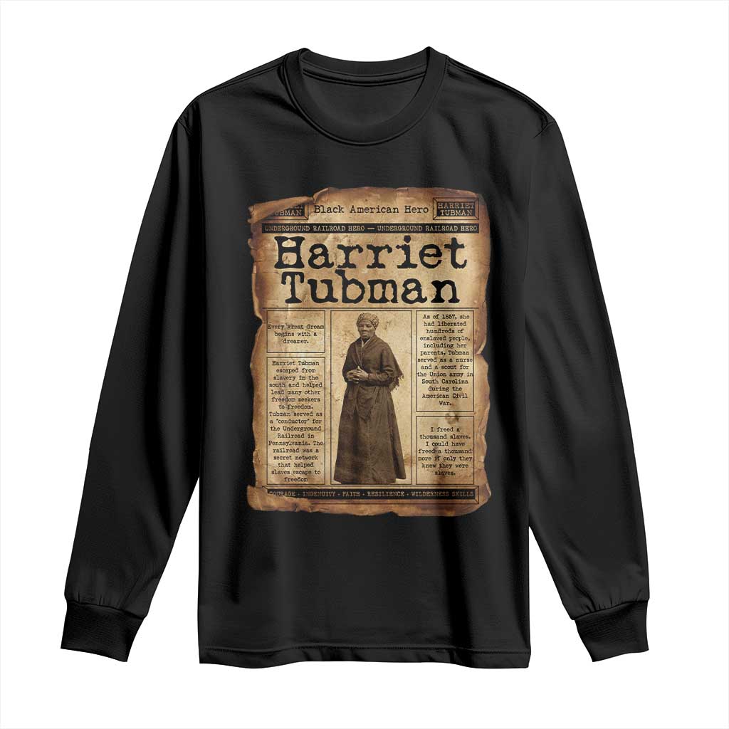 Harriet Tubman Newspaper Long Sleeve Shirt Strong Black Woman Leader Gift TS12 Black Print Your Wear