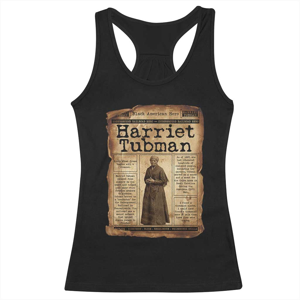 Harriet Tubman Newspaper Racerback Tank Top Strong Black Woman Leader Gift TS12 Black Print Your Wear