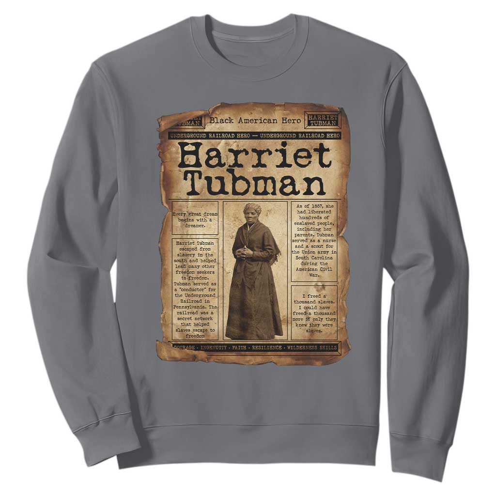 Harriet Tubman Newspaper Sweatshirt Strong Black Woman Leader Gift TS12 Charcoal Print Your Wear
