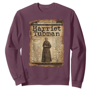 Harriet Tubman Newspaper Sweatshirt Strong Black Woman Leader Gift TS12 Maroon Print Your Wear