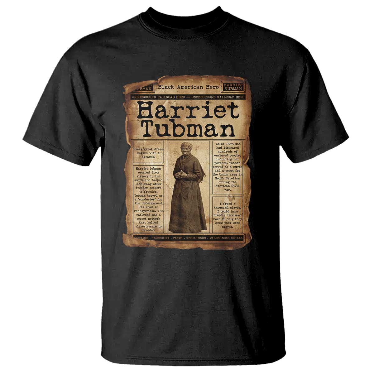 Harriet Tubman Newspaper T Shirt Strong Black Woman Leader Gift TS12 Black Print Your Wear