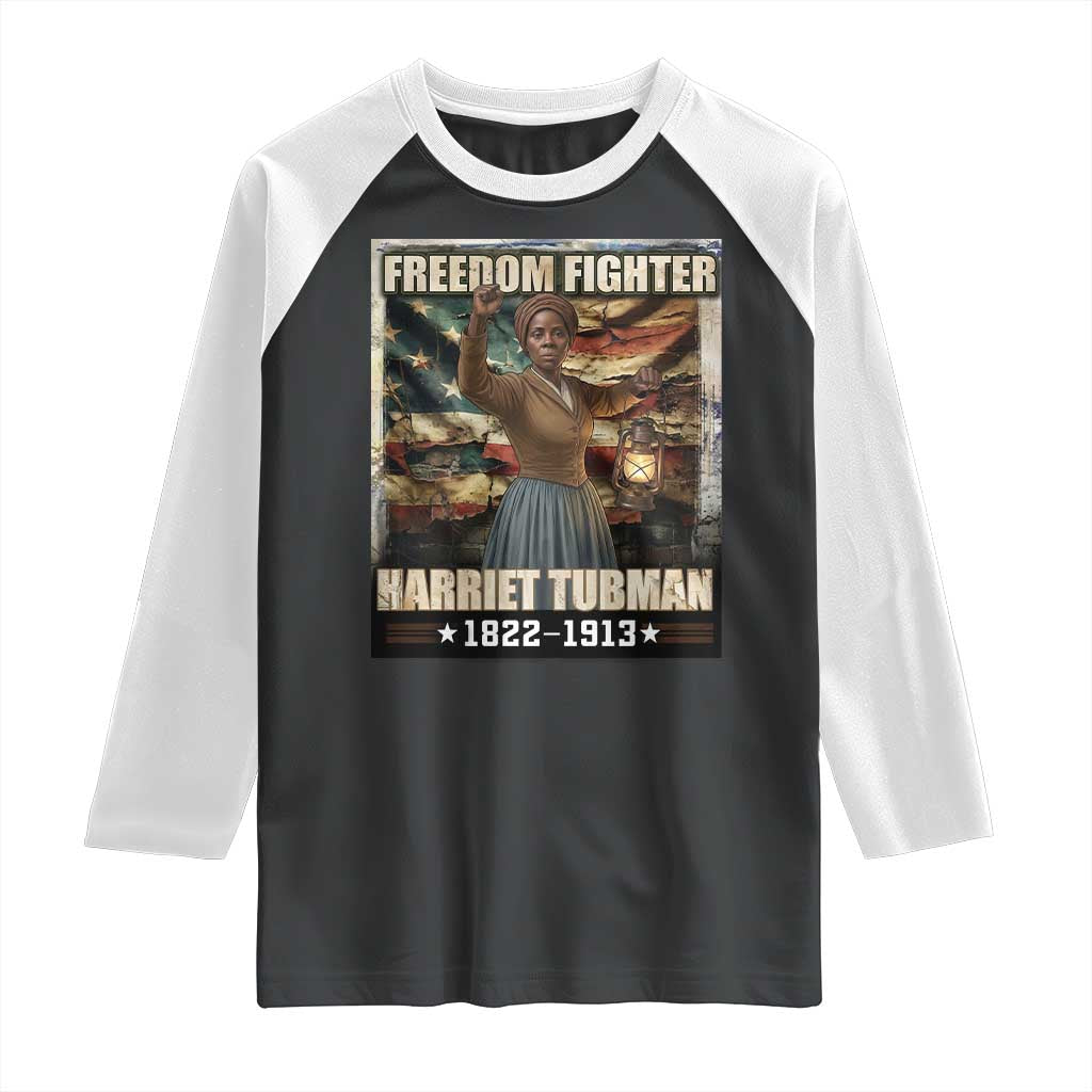 Harriet Tubman Raglan Shirt Black History African American Leader Gift TS12 Black White Print Your Wear
