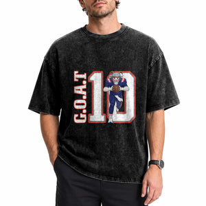 Number Ten Football Quarterback Fan Washed Cotton T-Shirt