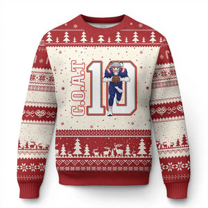 Number Ten Football Quarterback Fan Ugly Christmas Sweater TS12 Beige Red Print Your Wear