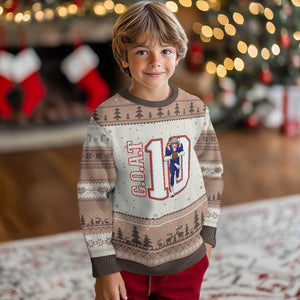 Number Ten Football Quarterback Fan Ugly Christmas Sweater TS12 Mocha Mousse Print Your Wear