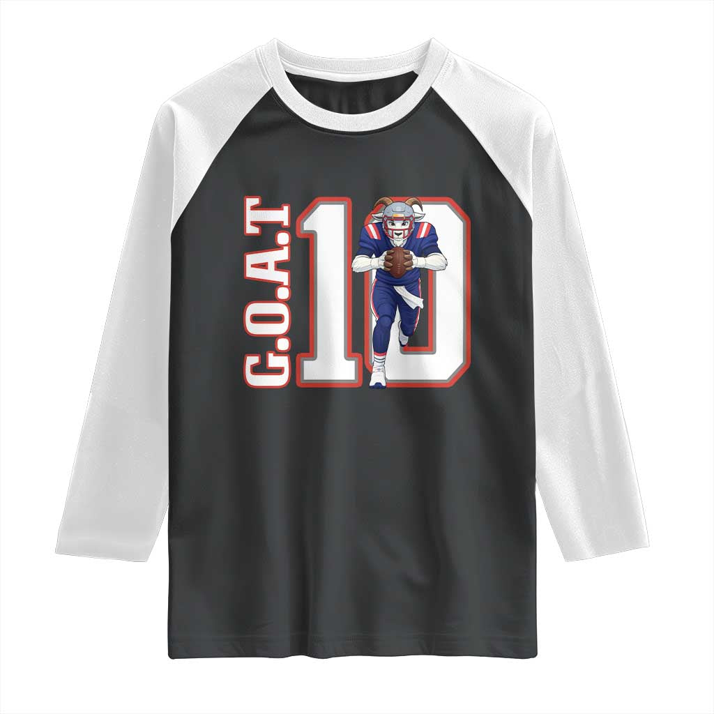 Number Ten Football Quarterback Fan Raglan Shirt TS12 Black White Print Your Wear