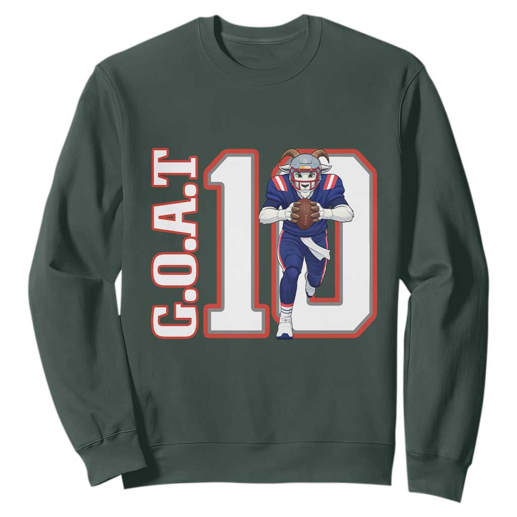 Number Ten Football Quarterback Fan Sweatshirt TS12 Dark Forest Green Print Your Wear