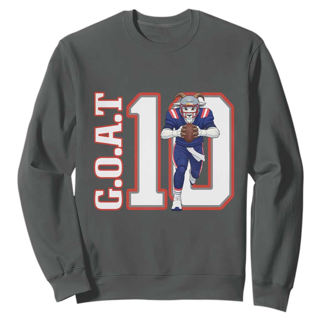 Number Ten Football Quarterback Fan Sweatshirt TS12 Dark Heather Print Your Wear