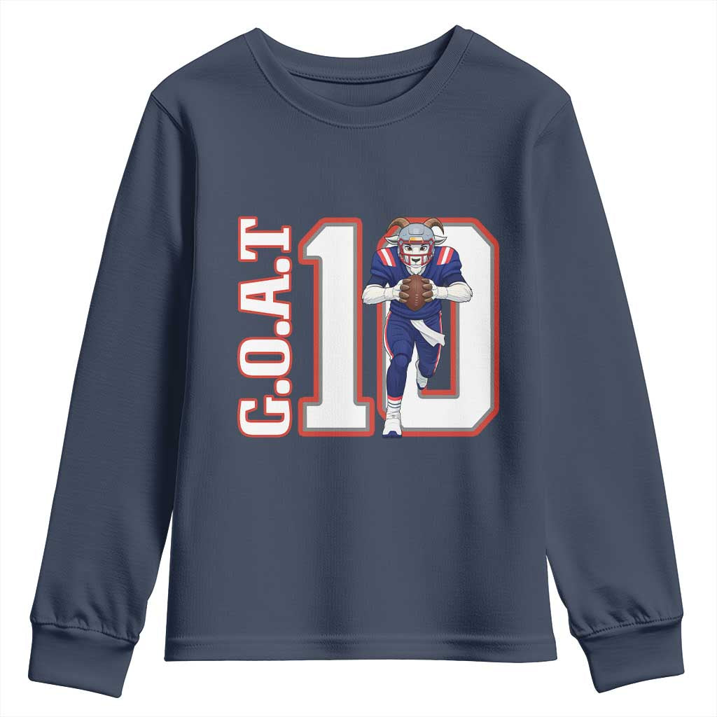 Number Ten Football Quarterback Fan Youth Sweatshirt TS12 Navy Print Your Wear