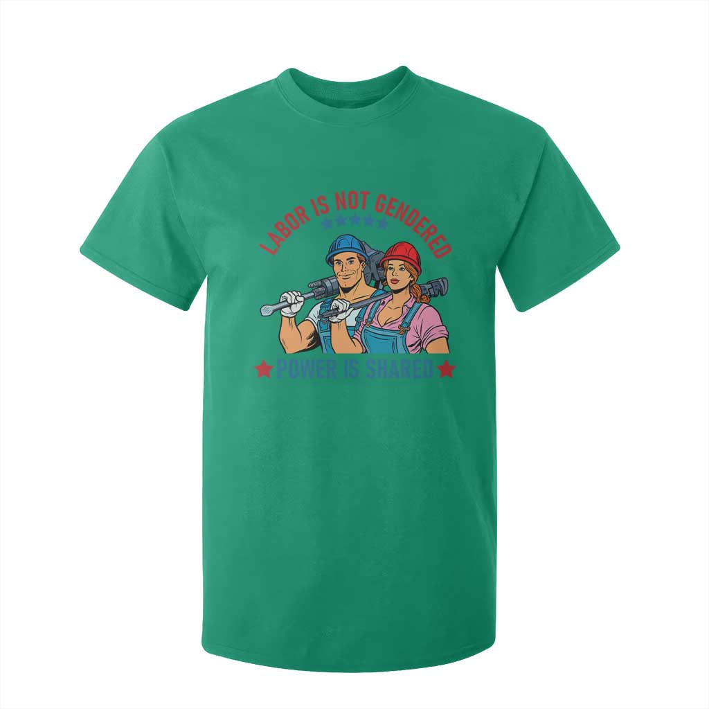 Labor Day Union Strong Feminism T Shirt For Kid Labor Is Not Gendered Power Is Shared TS12 Irish Green Print Your Wear