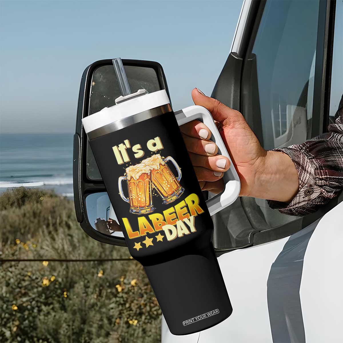 It Is A Labeer Day Tumbler With Handle Beer Drinking Labor Day Party Gift TS12 Print Your Wear