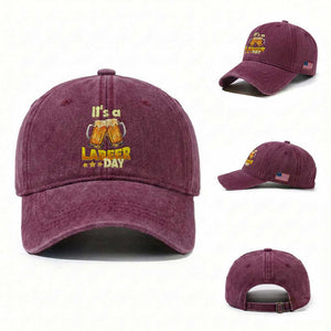 It Is A Labeer Day Washed Cotton Baseball Cap Beer Drinking Labor Day Party Gift TS12 Washed Cap Universal Fit Burgundy Print Your Wear