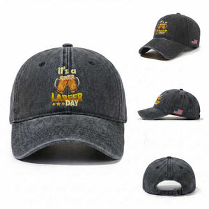 It Is A Labeer Day Washed Cotton Baseball Cap Beer Drinking Labor Day Party Gift TS12 Washed Cap Universal Fit Dark Gray Print Your Wear