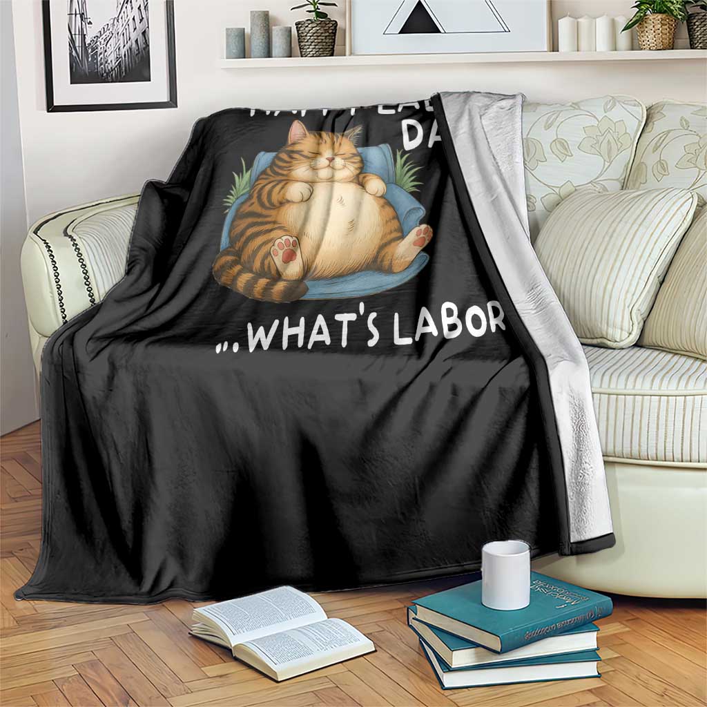 Funny Fat Cat Resting Lazy Cat Throw Blanket Happy Labor Day Whats Labor TS12 Print Your Wear