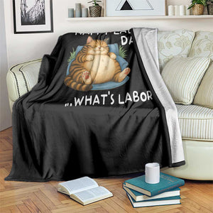 Funny Fat Cat Resting Lazy Cat Throw Blanket Happy Labor Day Whats Labor TS12 Print Your Wear