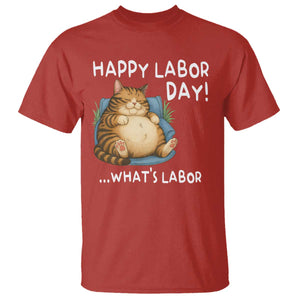 Funny Fat Cat Resting Lazy Cat T Shirt Happy Labor Day Whats Labor TS12 Red Print Your Wear