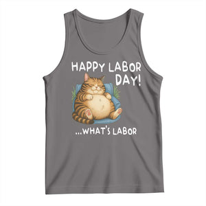 Funny Fat Cat Resting Lazy Cat Tank Top Happy Labor Day Whats Labor TS12 Deep Heather Print Your Wear