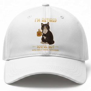Funny I Am Retired You Are Not Have Fun At Work Tomorrow Baseball Cap Black Cat TS12 Print Your Wear