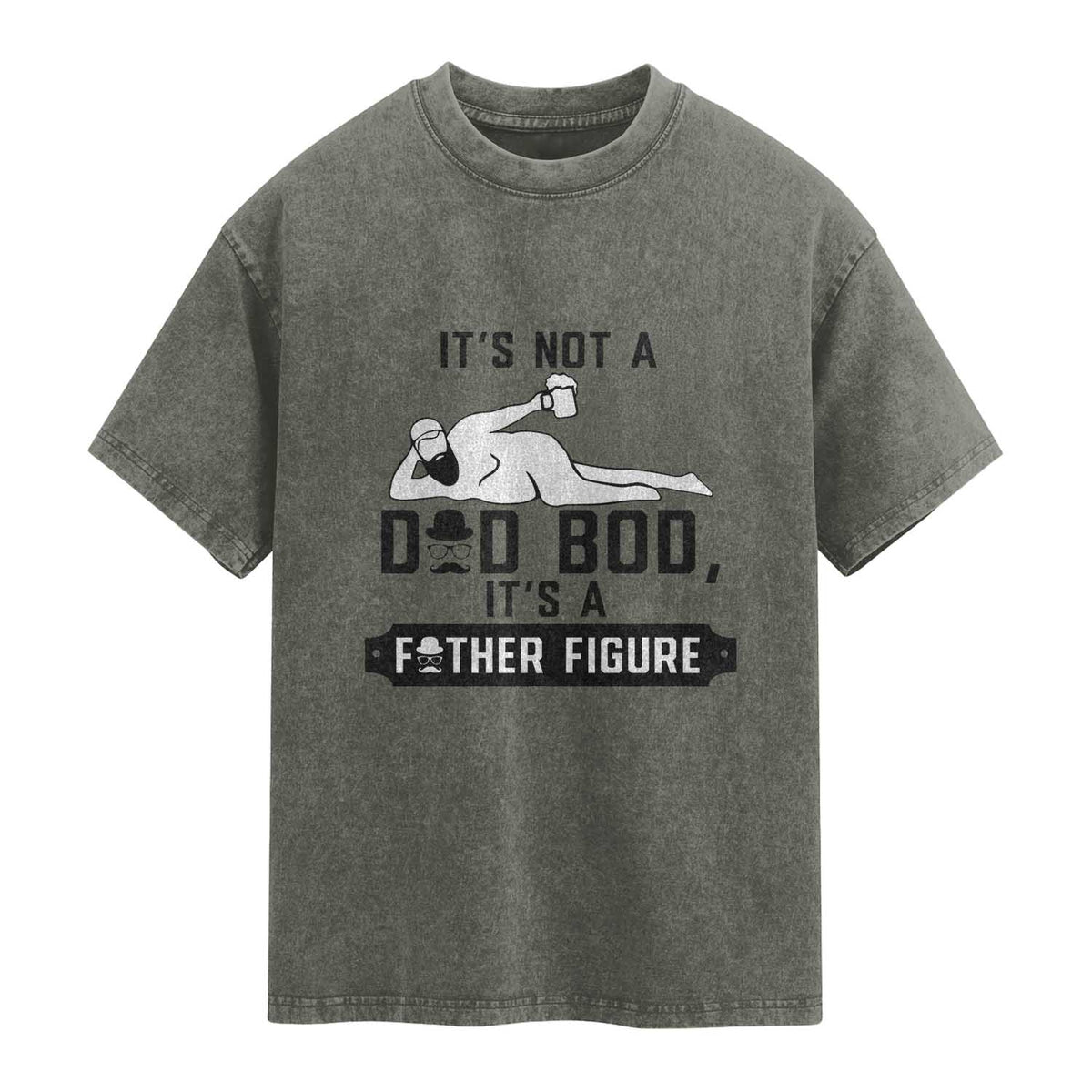 Funny Dad Washed Cotton T-Shirt It Is Not A Dad Bod It Is A Father Figure
