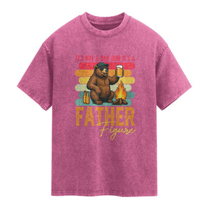 Funny Bear Dad Washed Cotton T-Shirt It Is Not A Dad Bod It Is A Father Figure