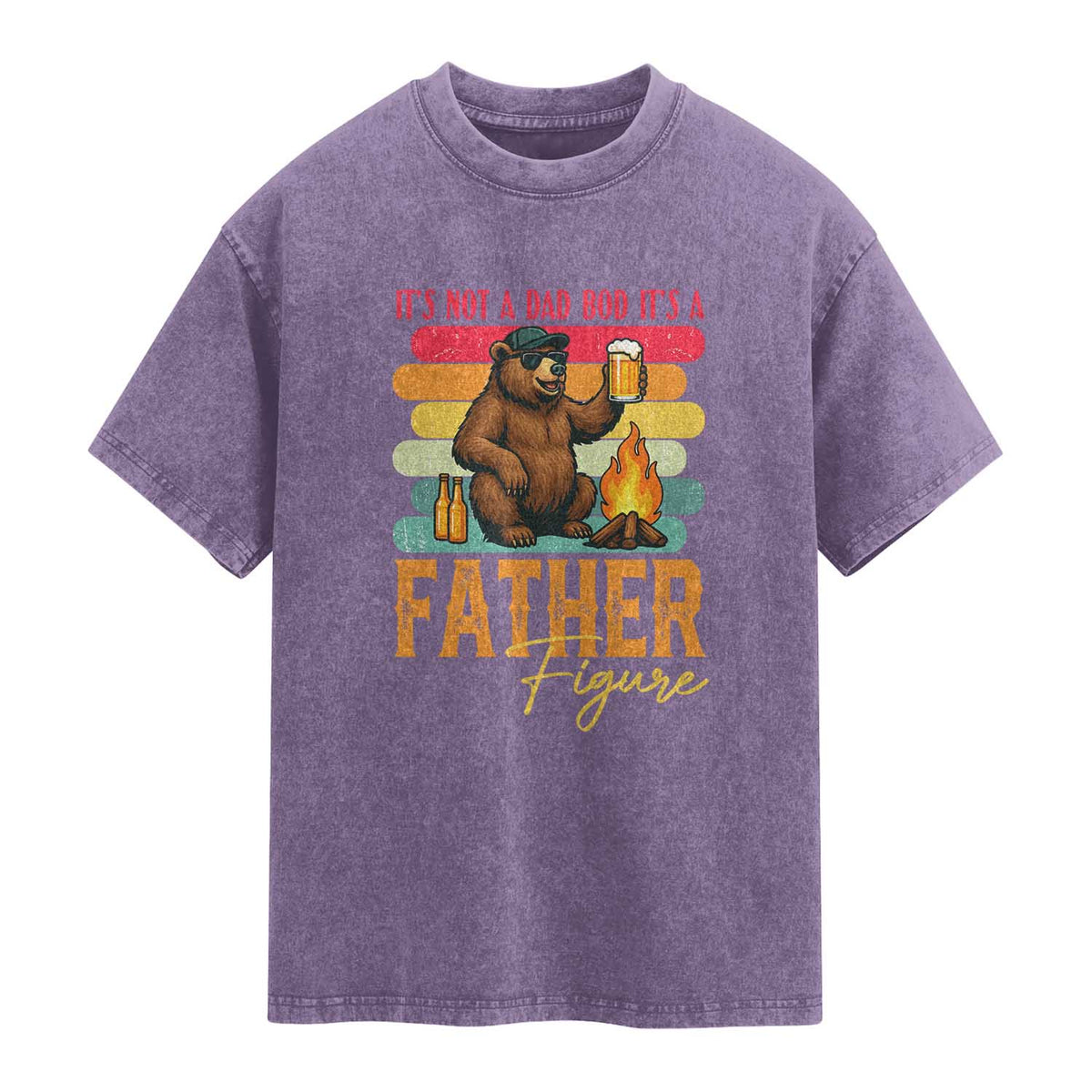 Funny Bear Dad Washed Cotton T-Shirt It Is Not A Dad Bod It Is A Father Figure