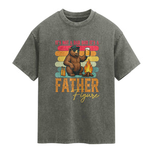 Funny Bear Dad Washed Cotton T-Shirt It Is Not A Dad Bod It Is A Father Figure