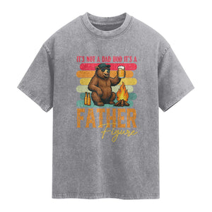 Funny Bear Dad Washed Cotton T-Shirt It Is Not A Dad Bod It Is A Father Figure